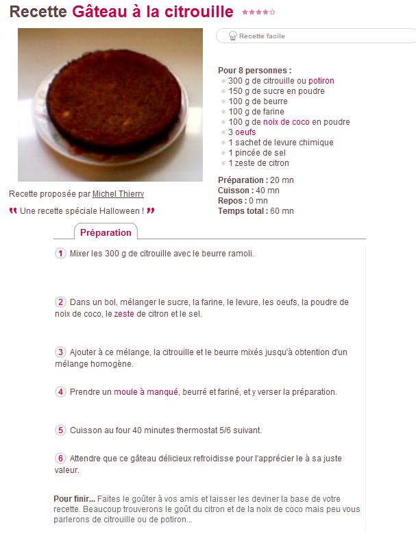 Cuisine - Gâteau Citrouille